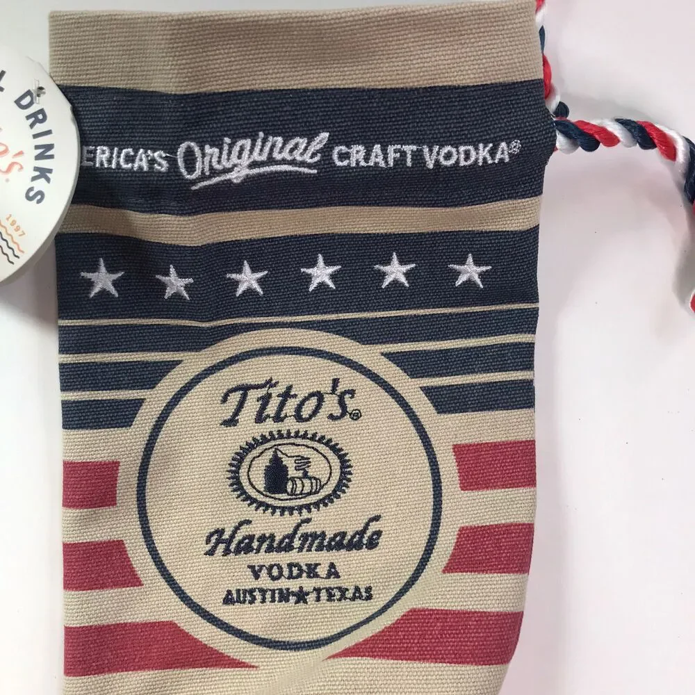 Tito's Handmade Vodka 750mL Canvas Bottle Tote - Summer Flag Theme NWT